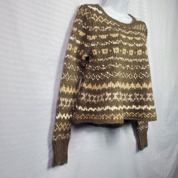 Free People Through the Storm Fair Isle Knit Sweater Sz S Acrylic Blend Taupe - Picture 9 of 15